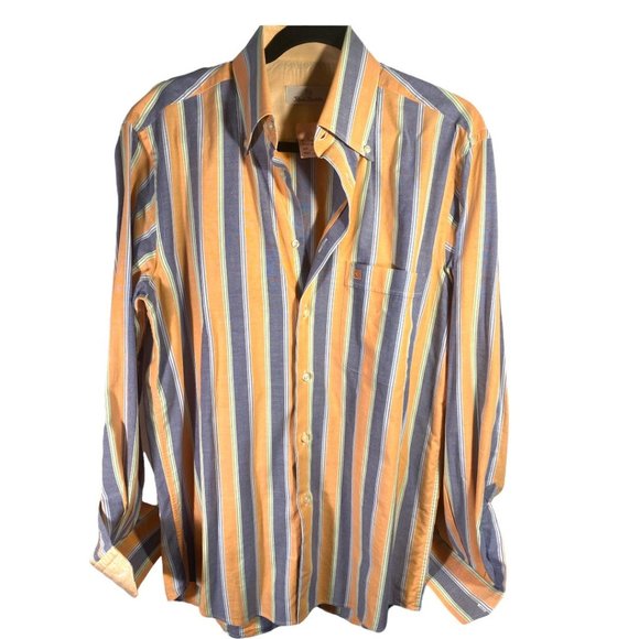 💋 4 FOR $50 /RENATO BALESTRA MEN'S STRIPED BUTTON-DOWN SHIRT (SZ40/15.75") (EUC) - Picture 4 of 9
